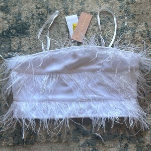 White feathered crop tank. NWT